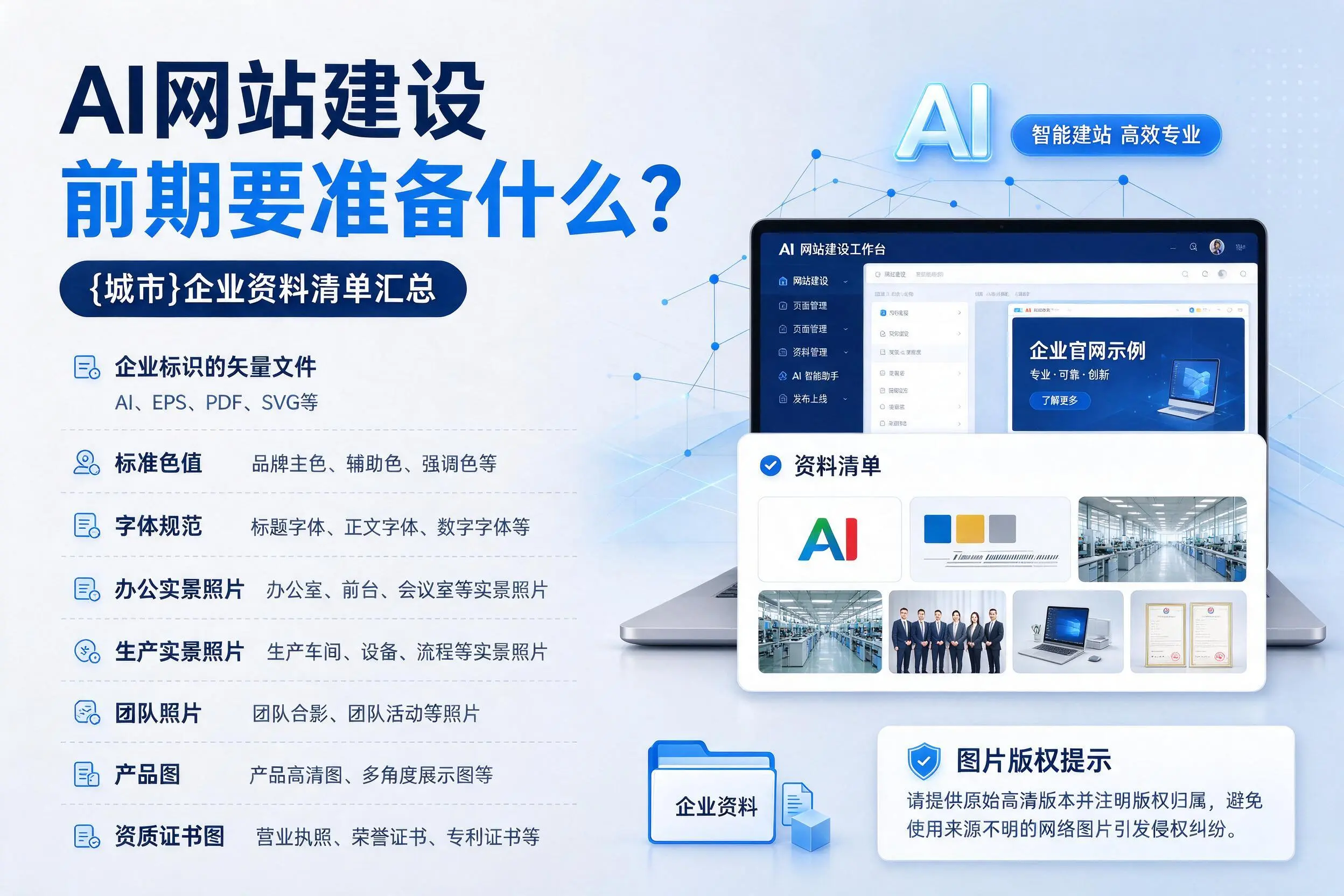 AI网站建设前期要准备什么?山南企业资料清单汇总